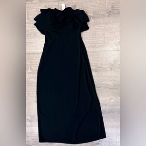 Classic Black Women’s Dress - Sleek Off-Shoulder Style